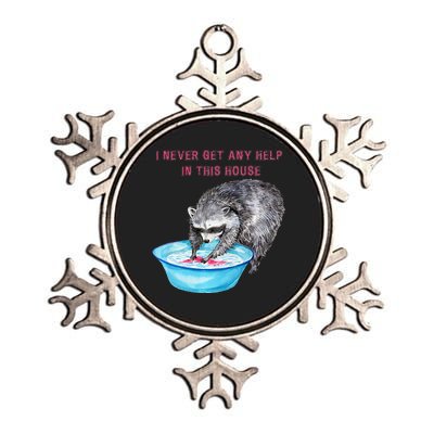 Funny Raccoon Doing Chores Metallic Star Ornament