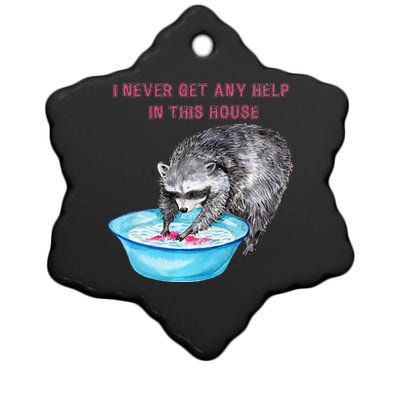 Funny Raccoon Doing Chores Ceramic Star Ornament