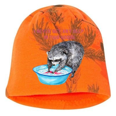 Funny Raccoon Doing Chores Kati - Camo Knit Beanie