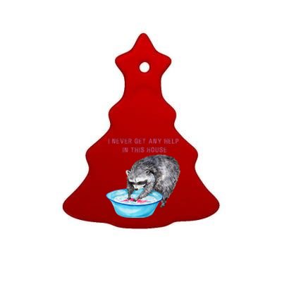 Funny Raccoon Doing Chores Ceramic Tree Ornament