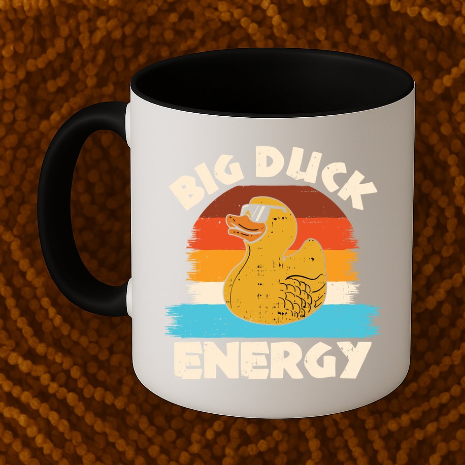 Funny Rubber Duck Gift I Big Duck Energy Vintage Duck Lover Cute Gift Mug