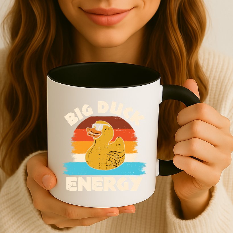 Funny Rubber Duck Gift I Big Duck Energy Vintage Duck Lover Cute Gift Mug