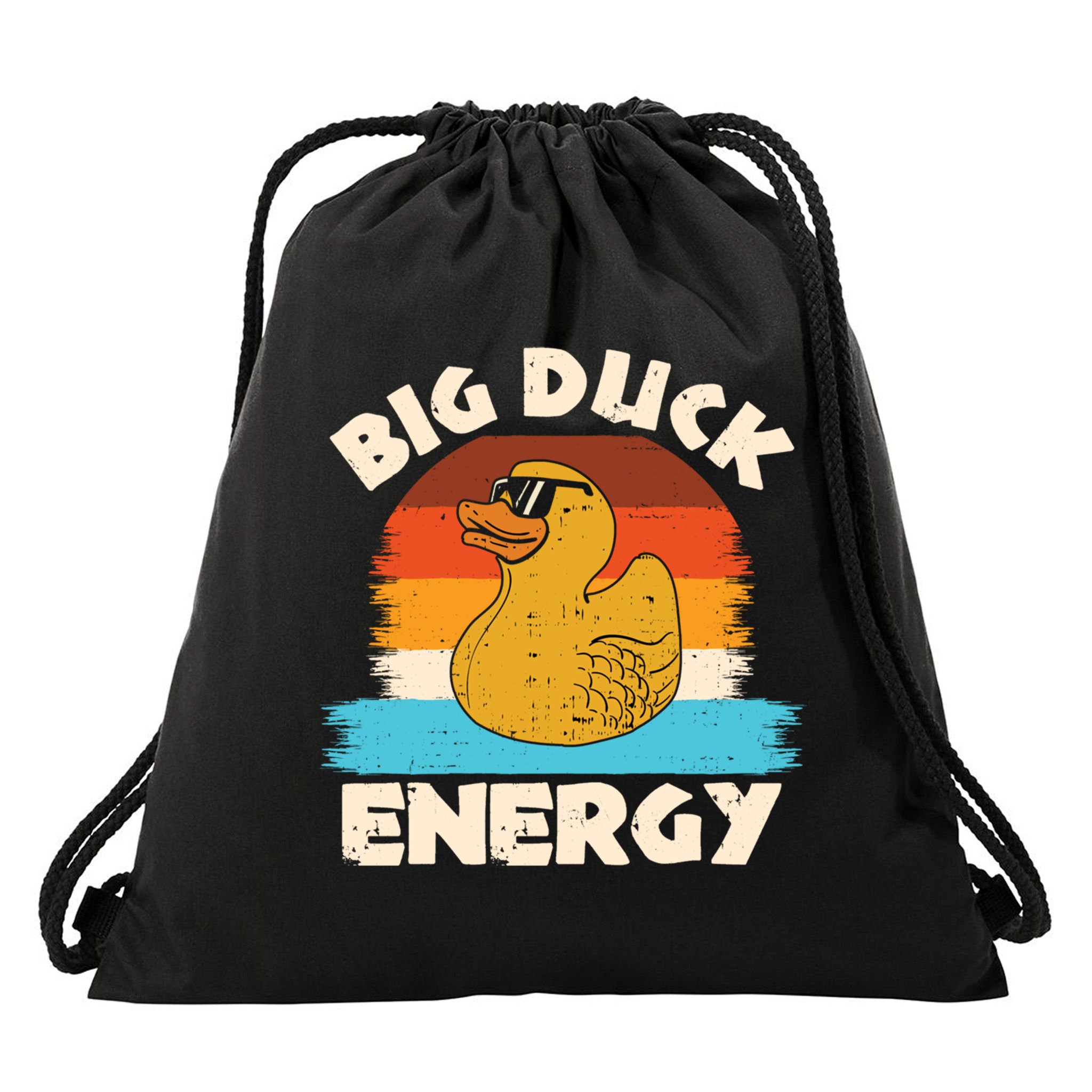 Funny Rubber Duck Gift I Big Duck Energy Vintage Duck Lover Cute Gift Drawstring Bag