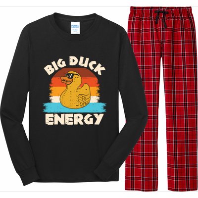 Funny Rubber Duck Gift I Big Duck Energy Vintage Duck Lover Cute Gift Long Sleeve Pajama Set