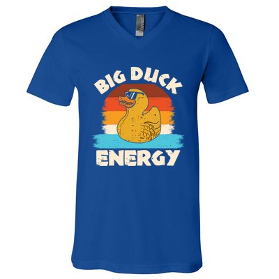 Funny Rubber Duck Gift I Big Duck Energy Vintage Duck Lover Cute Gift V-Neck T-Shirt