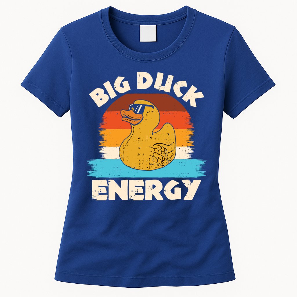 Funny Rubber Duck Gift I Big Duck Energy Vintage Duck Lover Cute Gift Womens T-Shirt
