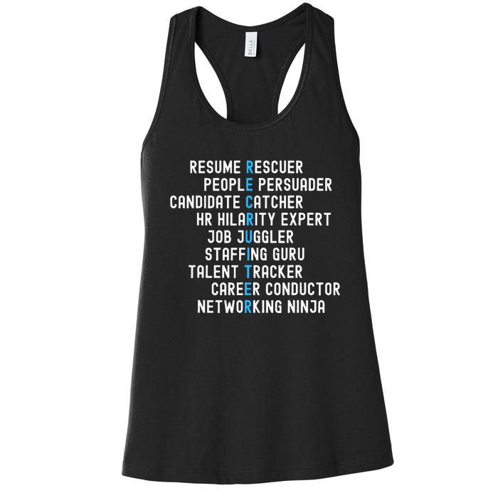 Funny Recruiter Definitions With Job Responsibilities Women's Racerback Tank