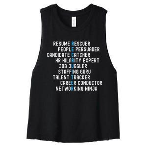 Funny Recruiter Definitions With Job Responsibilities Women's Racerback Cropped Tank