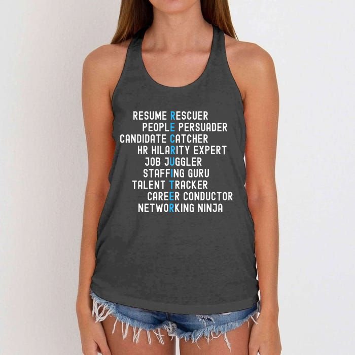 Funny Recruiter Definitions With Job Responsibilities Women's Knotted Racerback Tank