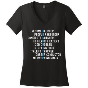 Funny Recruiter Definitions With Job Responsibilities Women's V-Neck T-Shirt