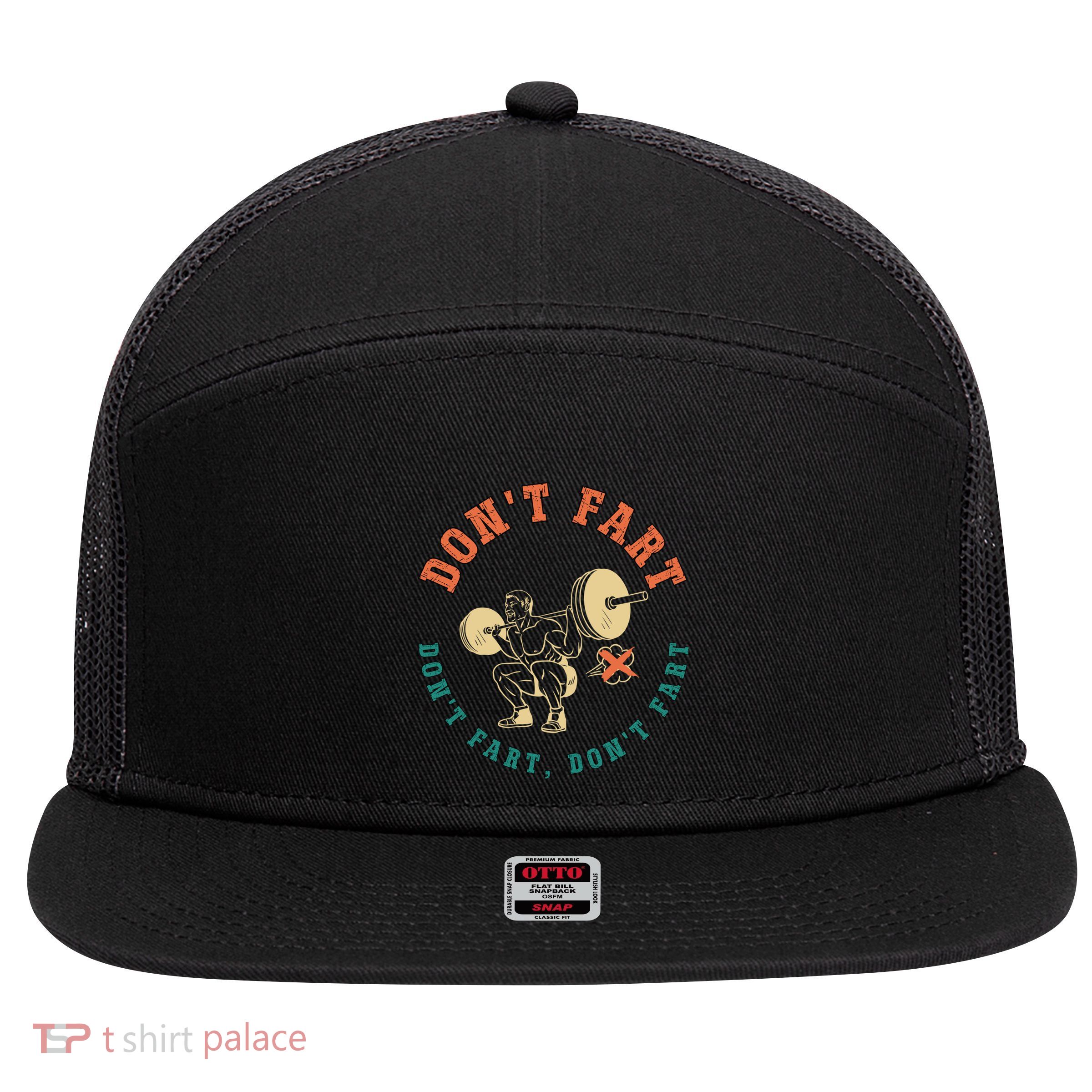 Funny Retro DonT Fart DonT Fart Powerlifting Weightlifting Gift 7 Panel Mesh Trucker Snapback Hat