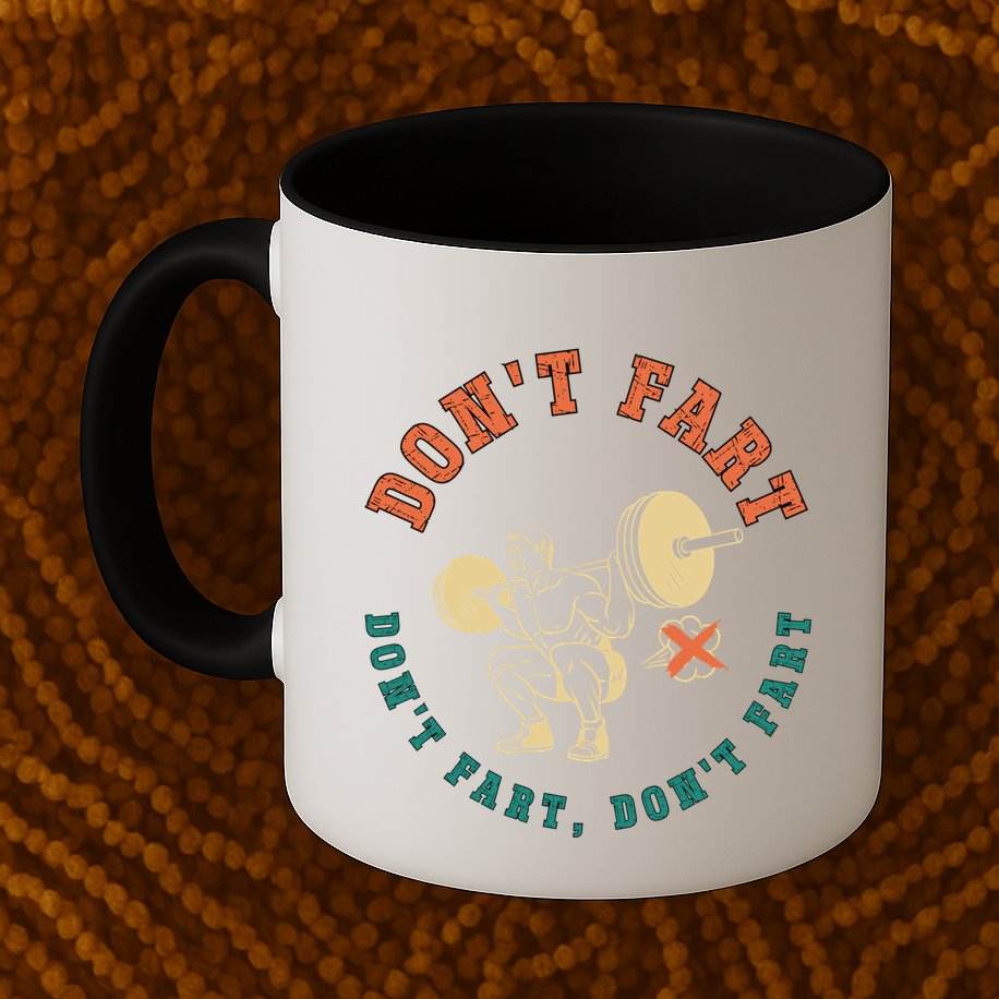 Funny Retro DonT Fart DonT Fart Powerlifting Weightlifting Gift Mug