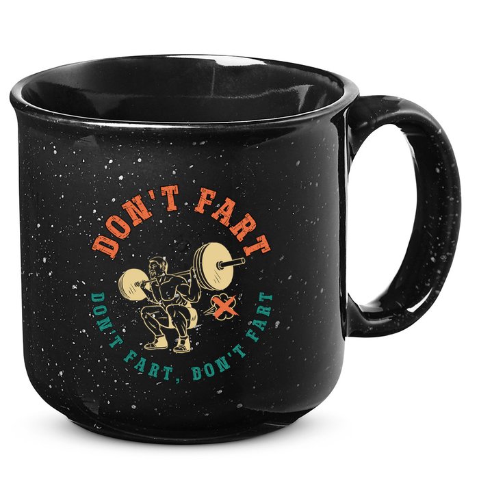 Funny Retro DonT Fart DonT Fart Powerlifting Weightlifting Gift 15oz Campfire Ceramic Mug