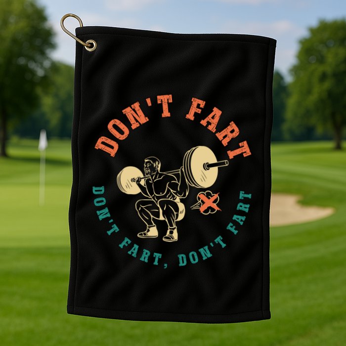 Funny Retro DonT Fart DonT Fart Powerlifting Weightlifting Gift Golf Towel