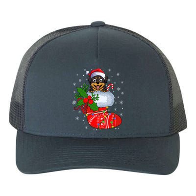 Funny Rottweiler Dog In Christmas Sock Santa Rottweiler Xmas Gift Yupoong Adult 5-Panel Trucker Hat