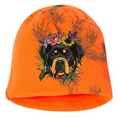 Floral Rottweiler Dog Spring Nature Rottweiler Lovers Kati - Camo Knit Beanie