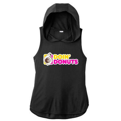 Funny Racing & Drift Car Enthusiast Donuts Gift Ladies PosiCharge Tri-Blend Wicking Draft Hoodie Tank