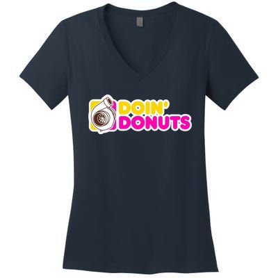 Funny Racing & Drift Car Enthusiast Donuts Gift Women's V-Neck T-Shirt