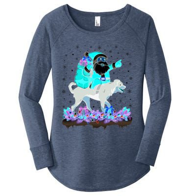 Funny Rottweiler Dog Lover Santa Riding Rottweiler Christmas Cool Gift Women's Perfect Tri Tunic Long Sleeve Shirt