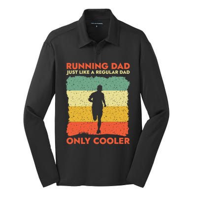 Funny Running Dad Marathon Runner Coach Marathoner Gift Silk Touch Performance Long Sleeve Polo