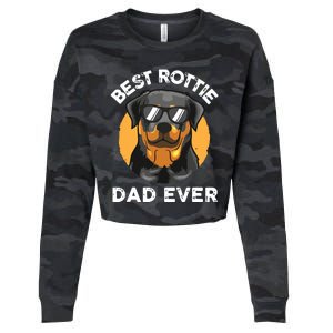 Funny Rottweiler Dad Design For Men Grandpa Rottie Dad Quote Cropped Pullover Crew