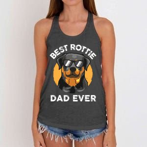 Funny Rottweiler Dad Design For Men Grandpa Rottie Dad Quote Women's Knotted Racerback Tank