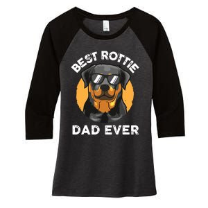 Funny Rottweiler Dad Design For Men Grandpa Rottie Dad Quote Women's Tri-Blend 3/4-Sleeve Raglan Shirt