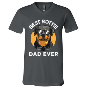 Funny Rottweiler Dad Design For Men Grandpa Rottie Dad Quote V-Neck T-Shirt