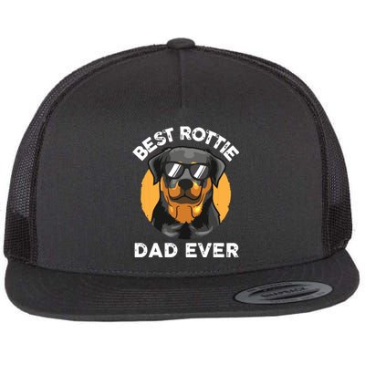 Funny Rottweiler Dad Design For Men Grandpa Rottie Dad Quote Flat Bill Trucker Hat