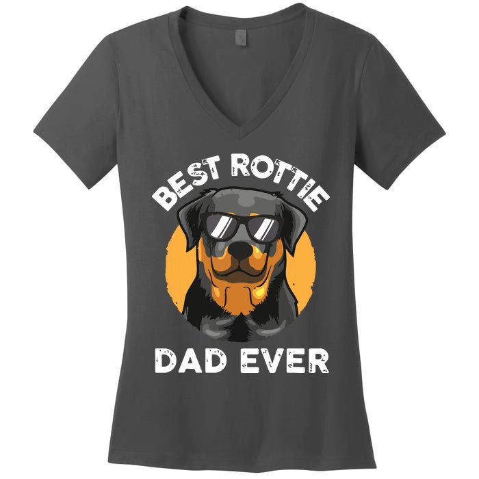 Funny Rottweiler Dad Design For Men Grandpa Rottie Dad Quote Women's V-Neck T-Shirt