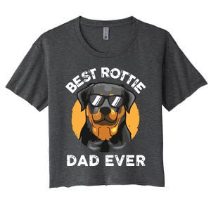 Funny Rottweiler Dad Design For Men Grandpa Rottie Dad Quote Women's Crop Top Tee