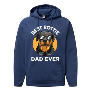 Funny Rottweiler Dad Design For Men Grandpa Rottie Dad Quote Performance Fleece Hoodie