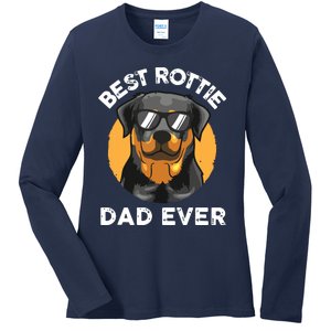 Funny Rottweiler Dad Design For Men Grandpa Rottie Dad Quote Ladies Long Sleeve Shirt