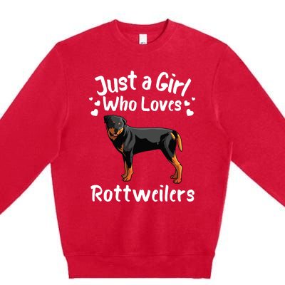 Funny Rottweiler Designs For Girl Women Kids Rott Pet Lover Premium Crewneck Sweatshirt