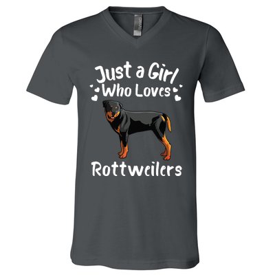 Funny Rottweiler Designs For Girl Women Kids Rott Pet Lover V-Neck T-Shirt