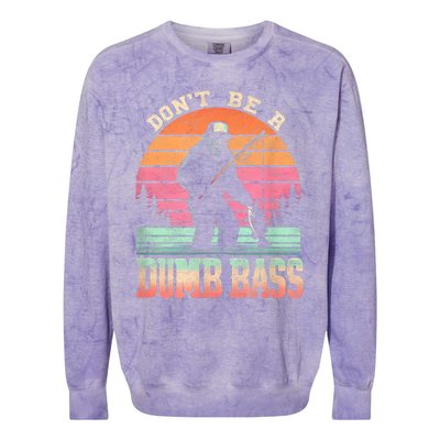 Funny Retro Dont Be A Dumb Bass Fishing Sasquatch Colorblast Crewneck Sweatshirt