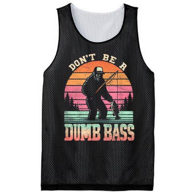 Funny Retro Dont Be A Dumb Bass Fishing Sasquatch Mesh Reversible Basketball Jersey Tank