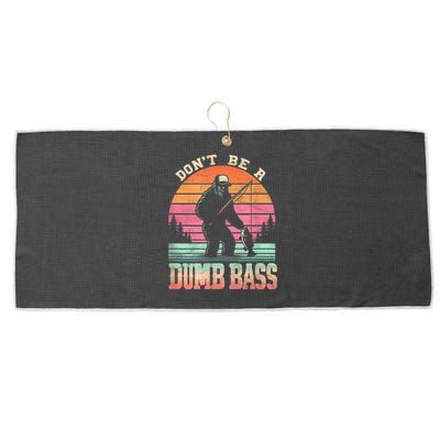 Funny Retro Dont Be A Dumb Bass Fishing Sasquatch Large Microfiber Waffle Golf Towel