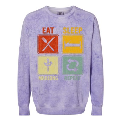 Funny Retro Design For   Eat Sleep Mahjong Repeat Colorblast Crewneck Sweatshirt