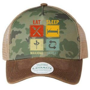 Funny Retro Design For   Eat Sleep Mahjong Repeat Legacy Tie Dye Trucker Hat