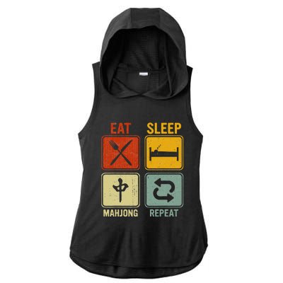 Funny Retro Design For   Eat Sleep Mahjong Repeat Ladies PosiCharge Tri-Blend Wicking Draft Hoodie Tank