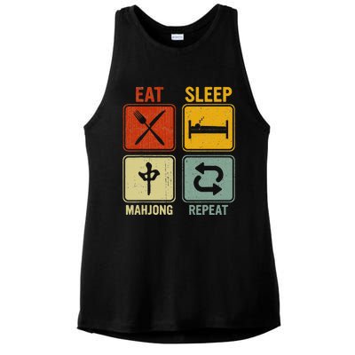 Funny Retro Design For   Eat Sleep Mahjong Repeat Ladies PosiCharge Tri-Blend Wicking Tank