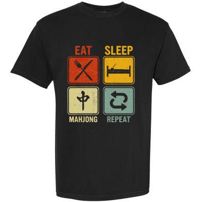 Funny Retro Design For   Eat Sleep Mahjong Repeat Garment-Dyed Heavyweight T-Shirt