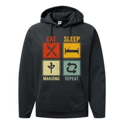 Funny Retro Design For   Eat Sleep Mahjong Repeat Performance Fleece Hoodie