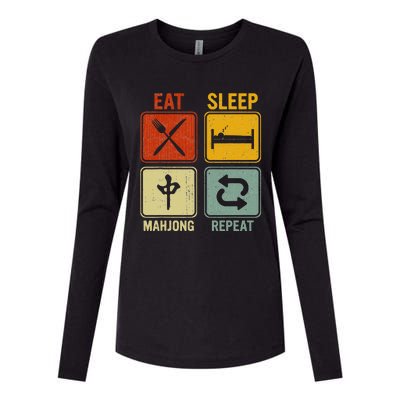 Funny Retro Design For   Eat Sleep Mahjong Repeat Womens Cotton Relaxed Long Sleeve T-Shirt