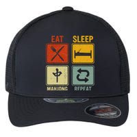 Funny Retro Design For   Eat Sleep Mahjong Repeat Flexfit Unipanel Trucker Cap