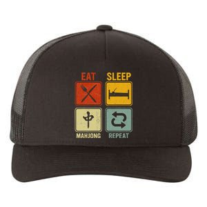 Funny Retro Design For   Eat Sleep Mahjong Repeat Yupoong Adult 5-Panel Trucker Hat