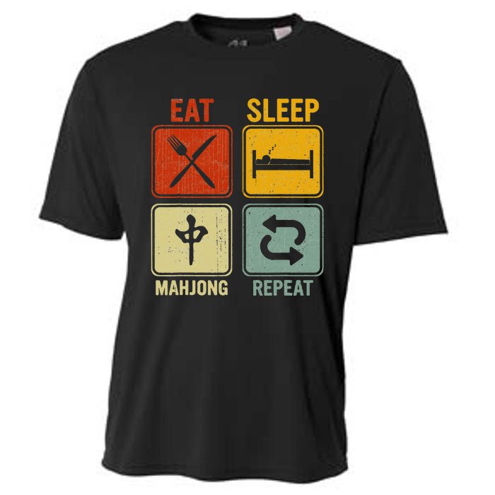 Funny Retro Design For   Eat Sleep Mahjong Repeat Cooling Performance Crew T-Shirt