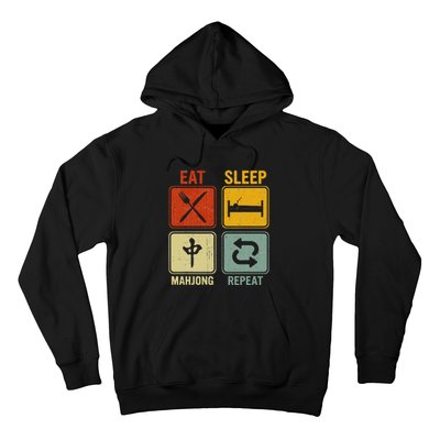 Funny Retro Design For   Eat Sleep Mahjong Repeat Hoodie