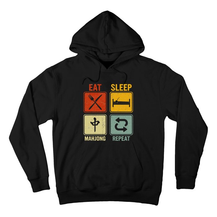 Funny Retro Design For   Eat Sleep Mahjong Repeat Hoodie